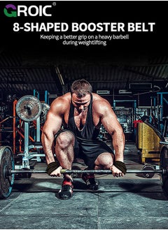 GROIC Deadlift Straps, Figure 8 Lifting Strap, Weightlifters Workout Lifting Straps for Power Lifters Medium Weight Lifting Straps, Non Slip Padded Dead Lift Straps Figure 8 Straps  - Image 4
