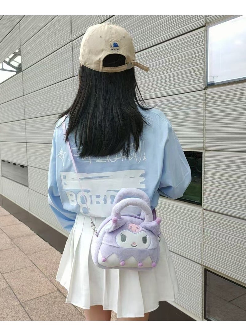 Sanrio Kuromi Plush Crossbody Bag with Adjustable Shoulder Strap Wallet Purse Shoulder Bag Coin Pouch Accessories for Women Girls  - Image 4