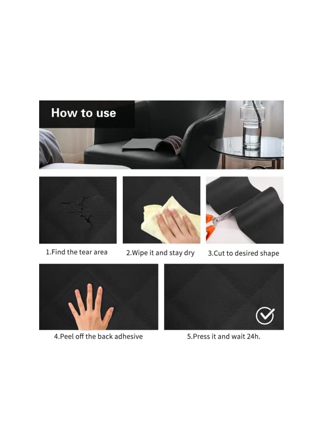 PROMASS 11.8 * 53.9 Inch Strong Self Adhesive Leather Repair Patch, Cuttable Self Adhesive Tape Leather Patch Sofa Repair, Waterproof Leather Repair Kit for Furniture Car Seat Chairs Jackets Bags (Grey)  - Image 4