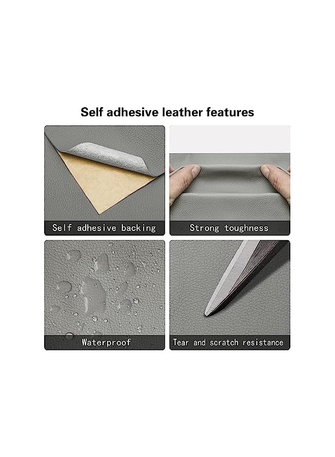 PROMASS 11.8 * 53.9 Inch Strong Self Adhesive Leather Repair Patch, Cuttable Self Adhesive Tape Leather Patch Sofa Repair, Waterproof Leather Repair Kit for Furniture Car Seat Chairs Jackets Bags (Grey)  - Image 2