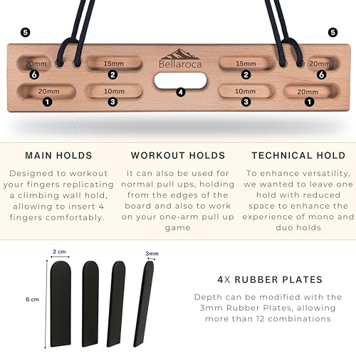 Bellaroca® | Portable Climbing Hangboards for Climbing Training, Professional Climbing Boards for Finger Strenght in Rock Climbing and Bouldering (Bar) - Image 3