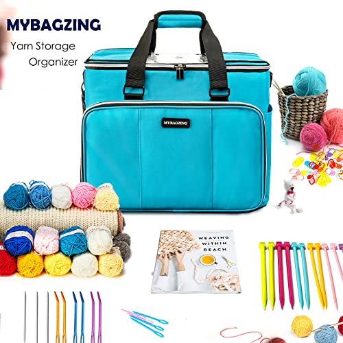 MYBAGZING MYBAGZIING Knitting Bag, Large Yarn Storage Organizer, Crochet Bags and Totes, Yarn Bags for Crocheting, Yarn Holder Case for Knitting Needles, Crochet Hooks, Knitting Accessories, Unfinished Project - Image 3