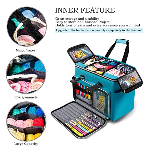 MYBAGZING MYBAGZIING Knitting Bag, Large Yarn Storage Organizer, Crochet Bags and Totes, Yarn Bags for Crocheting, Yarn Holder Case for Knitting Needles, Crochet Hooks, Knitting Accessories, Unfinished Project - Image 2