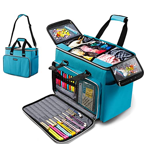MYBAGZING MYBAGZIING Knitting Bag, Large Yarn Storage Organizer, Crochet Bags and Totes, Yarn Bags for Crocheting, Yarn Holder Case for Knitting Needles, Crochet Hooks, Knitting Accessories, Unfinished Project - Image 1