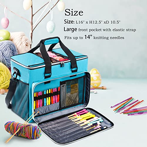 MYBAGZING MYBAGZIING Knitting Bag, Large Yarn Storage Organizer, Crochet Bags and Totes, Yarn Bags for Crocheting, Yarn Holder Case for Knitting Needles, Crochet Hooks, Knitting Accessories, Unfinished Project - Image 4