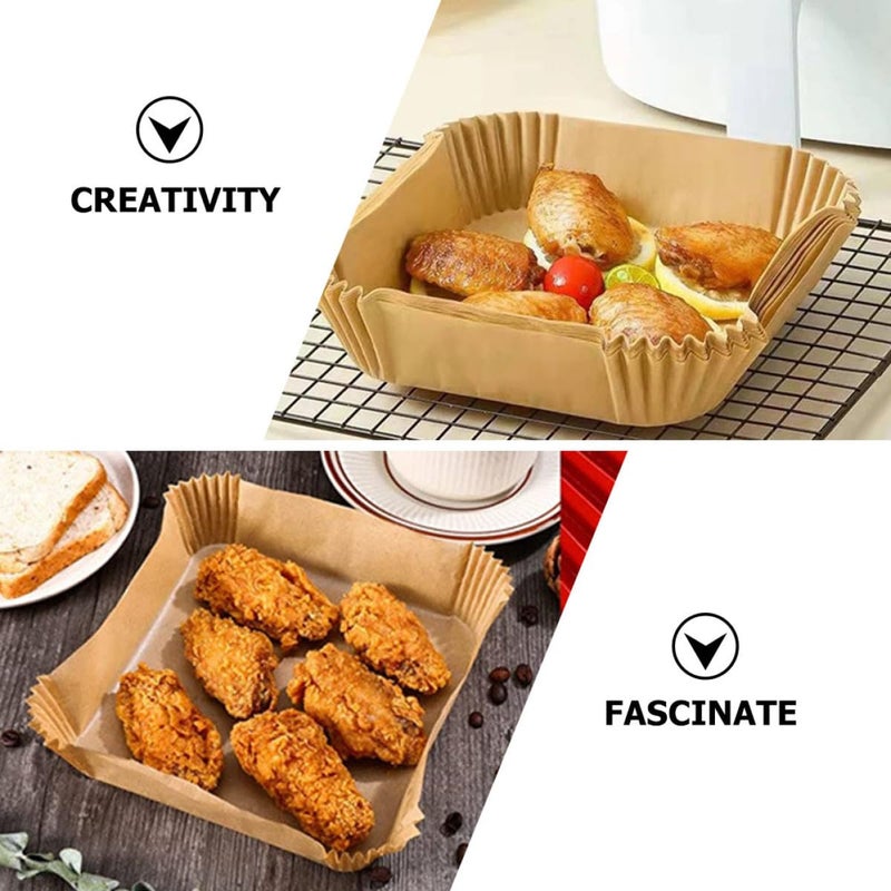 Square Air Fryer Paper Liners 16Cm Oil Absorbing Heat Resistant Disposable Parchment Sheets 50pcs - Image 3