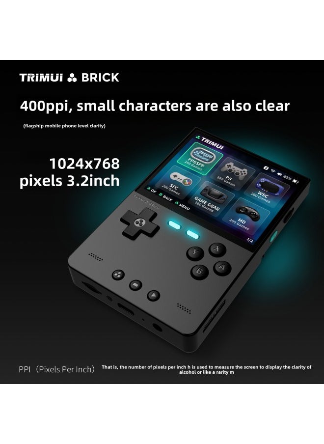 TRIMUI BRICK 2025 PSP Handheld Open Source Handheld 3.2 Inch HD Game Machine Cross-border-Product Color:128g Version-Model:Crimson-chinese Version