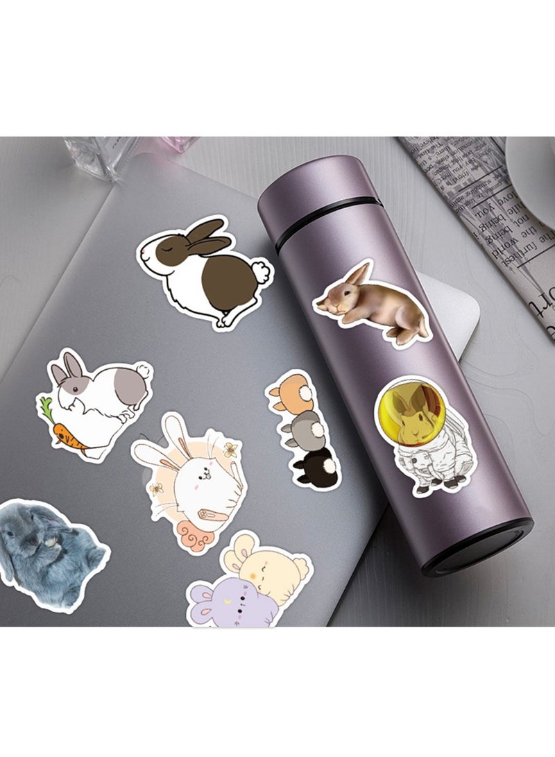 50 Pieces Cute Rabbit Stickers Cartoon Bunny Stickers Waterproof Vinyl Daily Life Rabbit Laptop Sticker Assorted Colorful Rabbit Sticker Pack Party Favors for Kids Teens Water Bottle Phone Case - Image 5