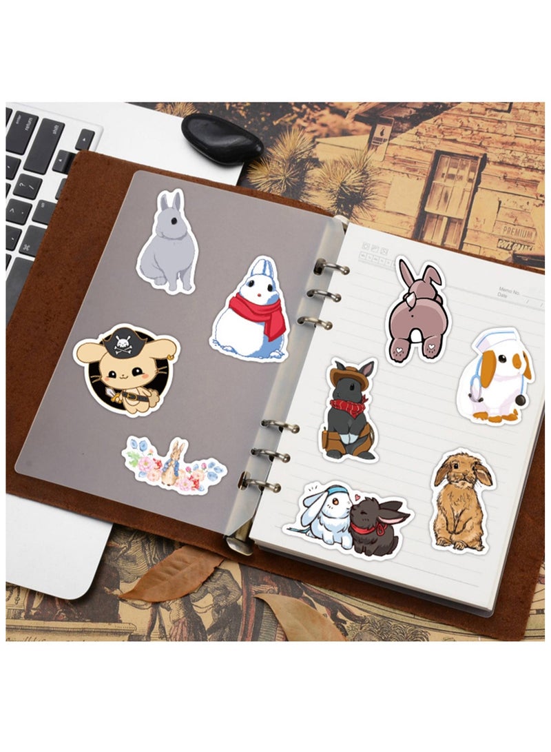 50 Pieces Cute Rabbit Stickers Cartoon Bunny Stickers Waterproof Vinyl Daily Life Rabbit Laptop Sticker Assorted Colorful Rabbit Sticker Pack Party Favors for Kids Teens Water Bottle Phone Case - Image 4