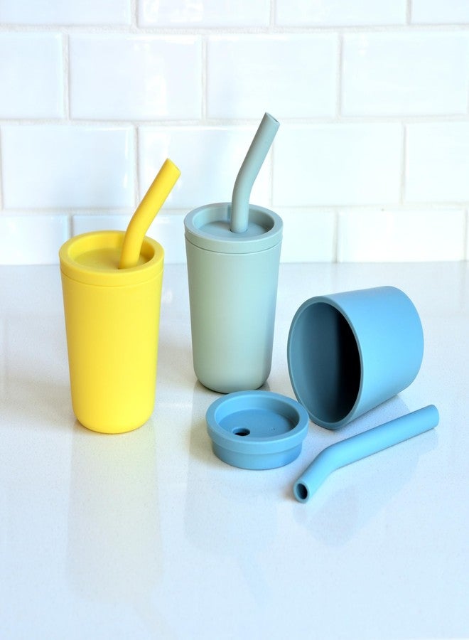 Youngever 3 Pack Silicone Kids Cups with Straws and Lids, 4 Ounce Silicone Kids Drinking Cups, Unbreakable Toddler Cups - Image 3