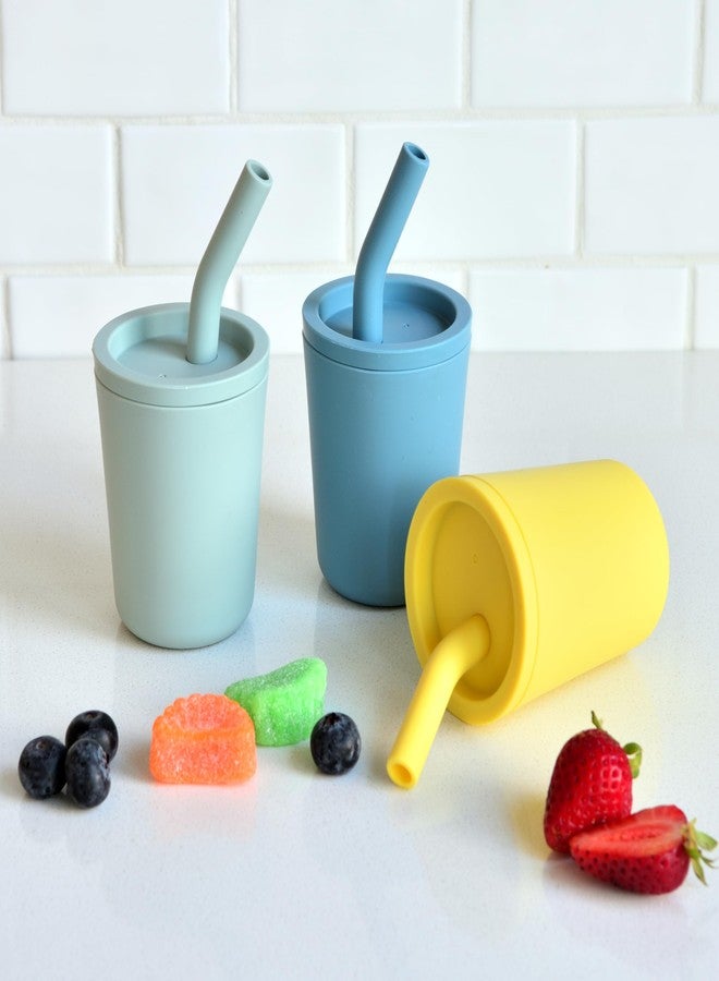 Youngever 3 Pack Silicone Kids Cups with Straws and Lids, 4 Ounce Silicone Kids Drinking Cups, Unbreakable Toddler Cups - Image 4