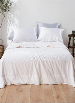 Mommesilk Mulberry Silk Comforter/Duvet/Quilt, 100% Pure Long Strand Silk Filling and Royal Cotton Cover, Soft Breathable, Silk Weight 1.5kg Queen Size 87x90 Inch, All Seasons