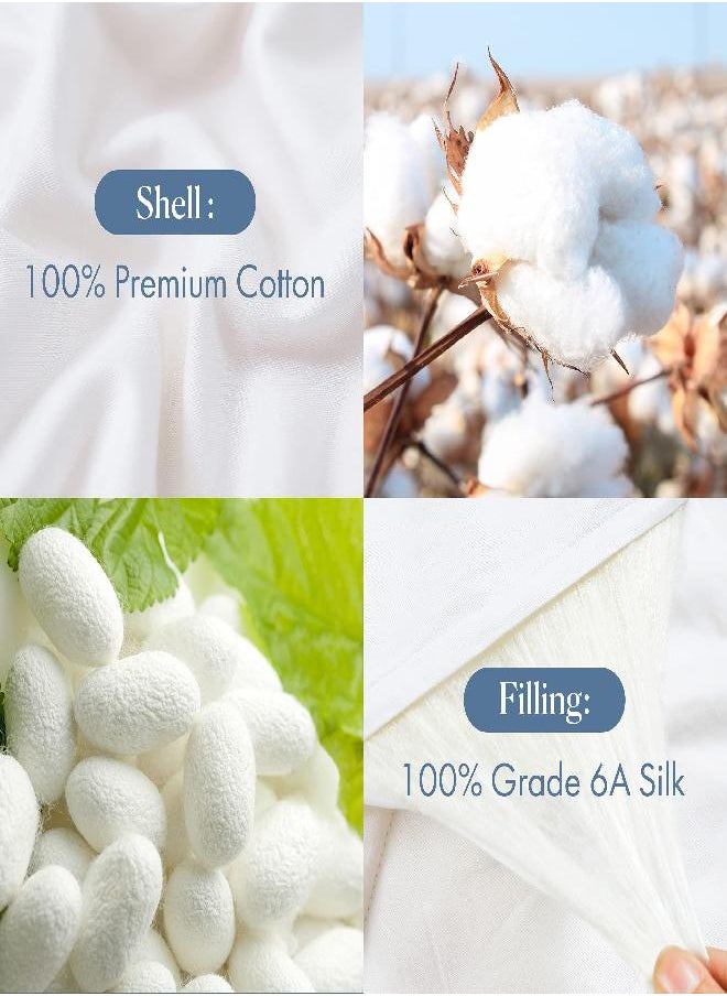 Mommesilk - Mommesilk Mulberry Silk Comforter/Duvet/Quilt, 100% Pure Long Strand Silk Filling and Royal Cotton Cover, Soft Breathable, Silk Weight 1.5kg Queen Size 87x90 Inch, All Seasons - Image 1