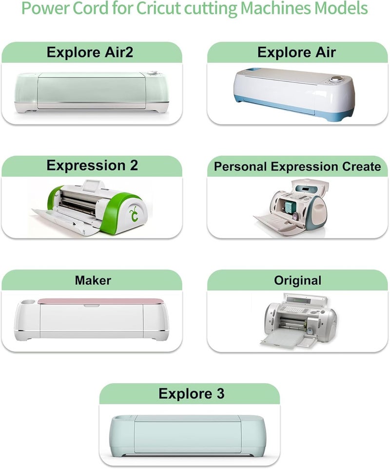 VHBW Power Cord for Cricut Explore air 2, Expression 2, Maker, Explore Air, Explore One Create Cake Mini Original Replacement for Cricut Maker KSAH1800250T1M2 Cutting 18V Charger Power Supply (White) - Image 2
