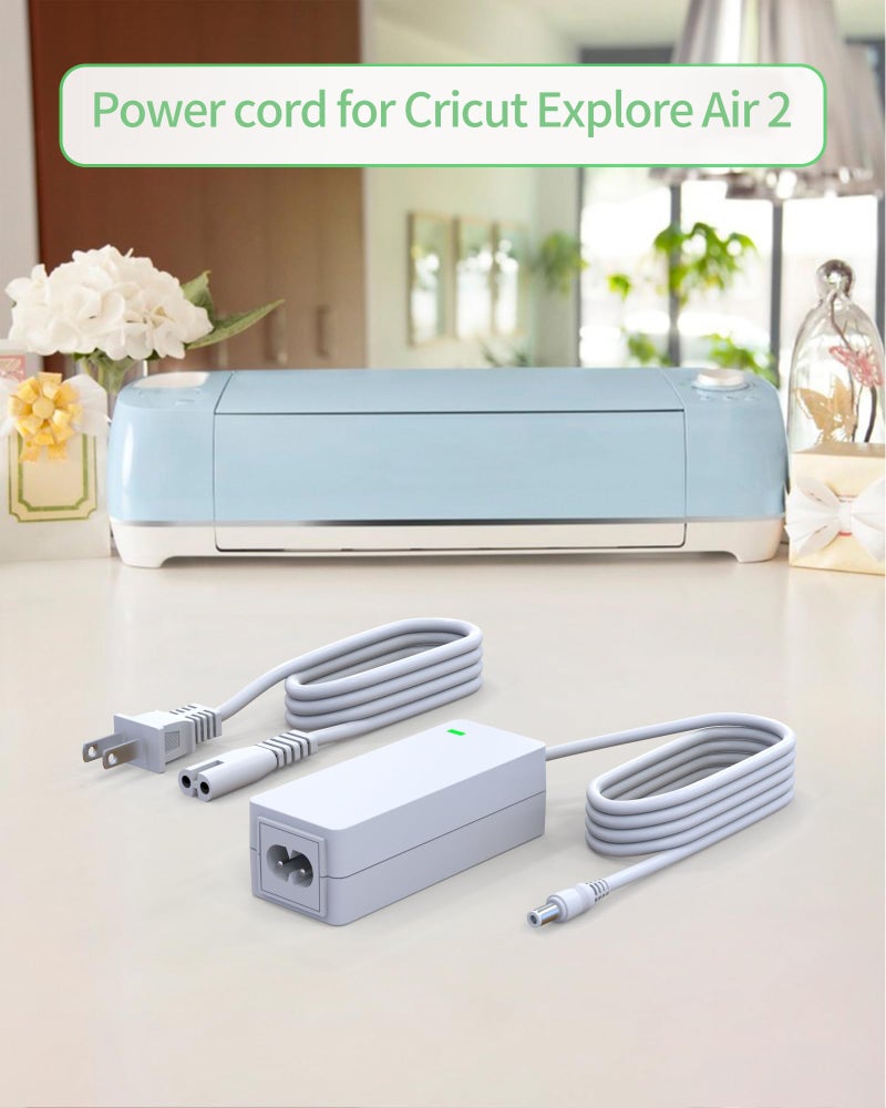 VHBW Power Cord for Cricut Explore air 2, Expression 2, Maker, Explore Air, Explore One Create Cake Mini Original Replacement for Cricut Maker KSAH1800250T1M2 Cutting 18V Charger Power Supply (White) - Image 4