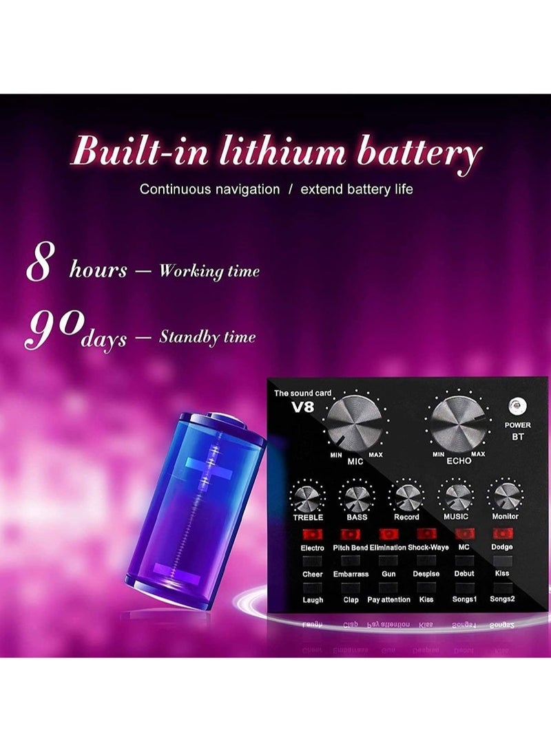 ELTRAZONE Microphone,Live Sound Card & BM800 Suspension Microphone Kit Broadcasting Recording Condenser Microphone Set Intelligent Volume Audio Mixer Sound Card for Computer PC Live Sound - Image 3