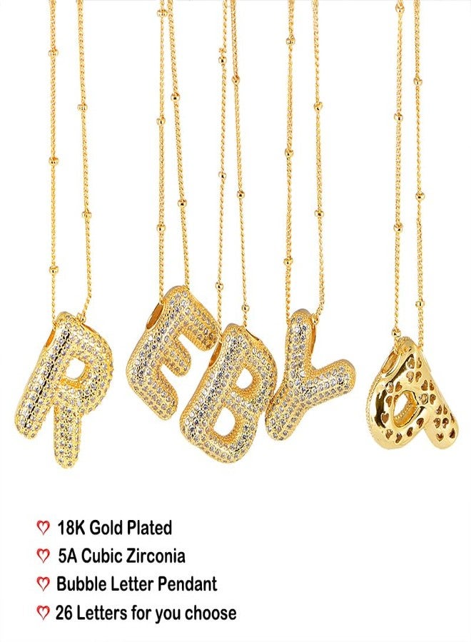 AD BEADS قلادة حرف الفقاعات من خرز AD (CZ ذهب Y) - Image 4