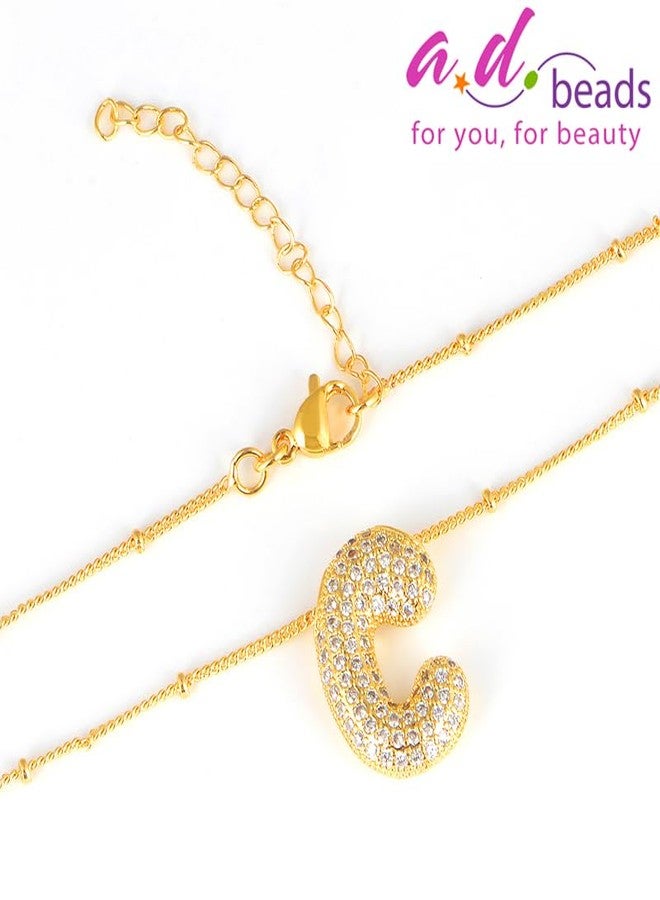 AD BEADS قلادة حرف الفقاعات من خرز AD (CZ ذهب Y) - Image 5