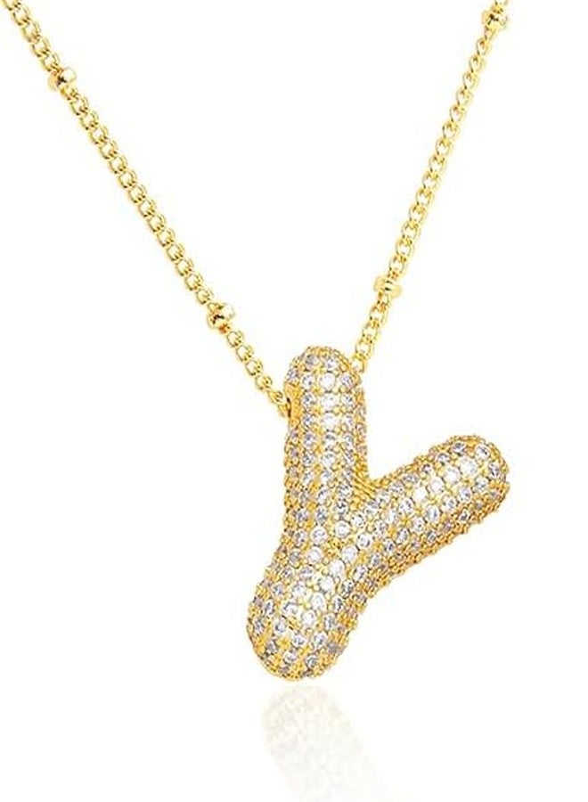 AD BEADS قلادة حرف الفقاعات من خرز AD (CZ ذهب Y) - Image 1