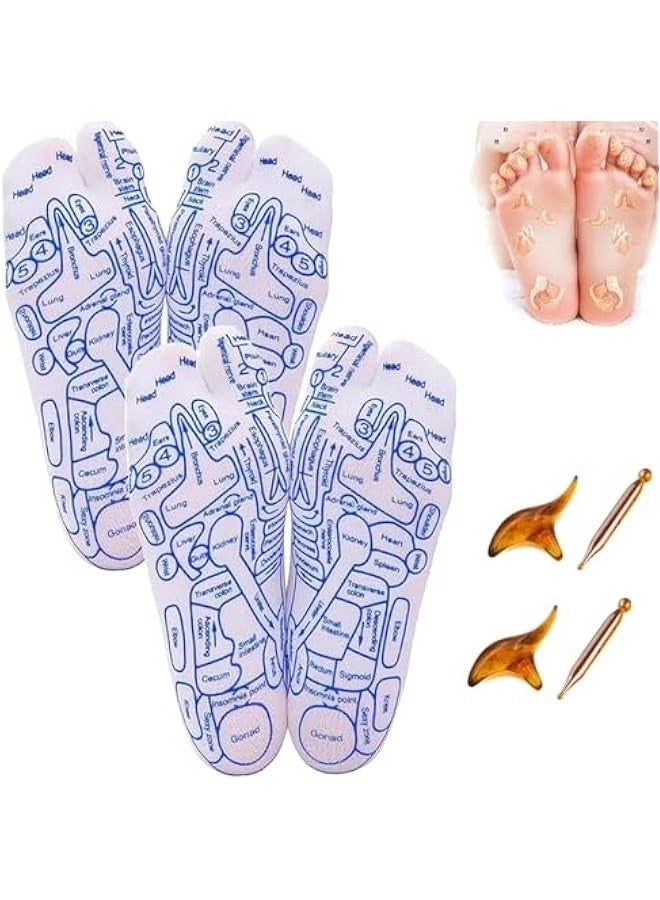 TRASSLE Reflexology Socks Set of 4,Reflexology Socks with Massage Tool,Foot Pain Relief and Acupressure Reflexology Foot Massage Socks,for Men and Women  - Image 1