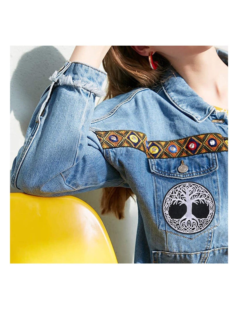 Tree of Life Embroidered Patch Applique Badge Iron on Sew on Patches Emblem Patch DIY Accessories, Perfect for Clothes, Dress, Hat, Jeans 2 pcs  - Image 3