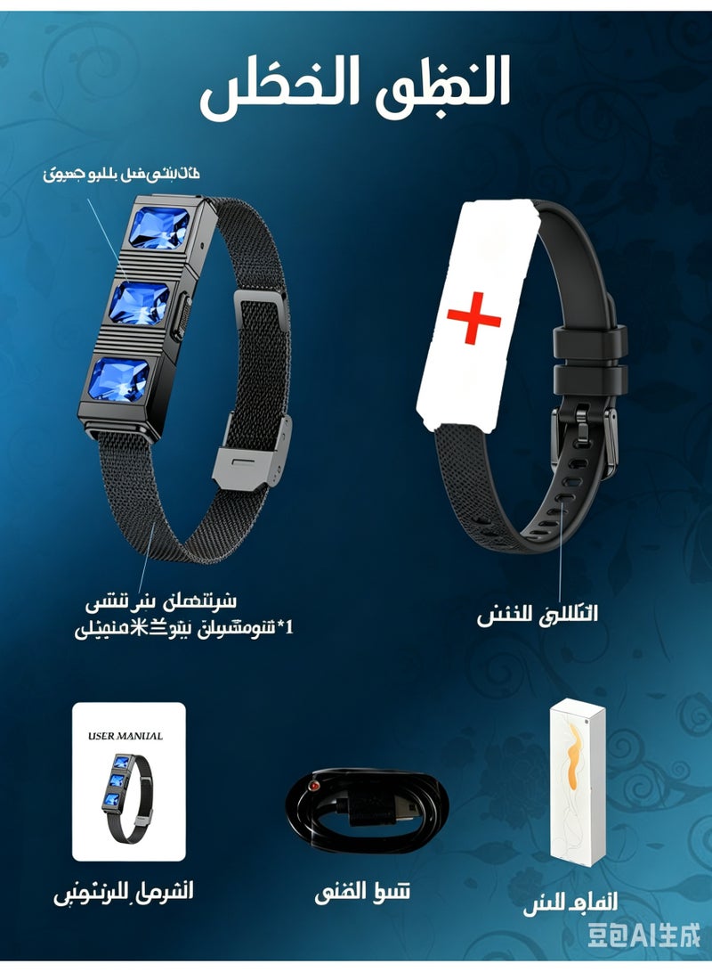 سوار ذكي متتبع الصحة واللياقة بدون شاشة للرجال والنساء، متتبع نشاط، مراقبة معدل ضربات القلب وضغط الدم والنوم على مدار الساعة طوال اليوم، عداد الخطوات، عمر بطارية طويل الأمد - Image 2