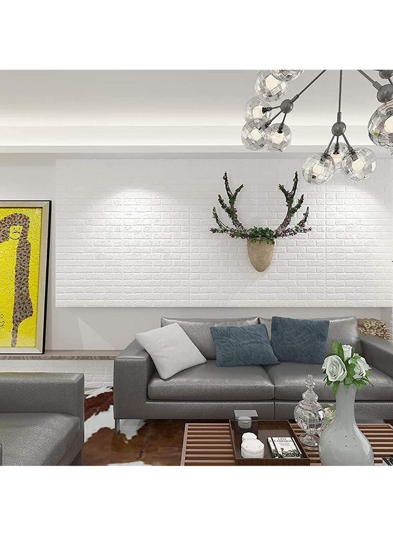 LINGWEI 3D Wall Sticker Self Adhesive Wall Panels Waterproof PE Foam White Wallpaper For Living Room TV Wall and Home Decor 10pcs - Image 3