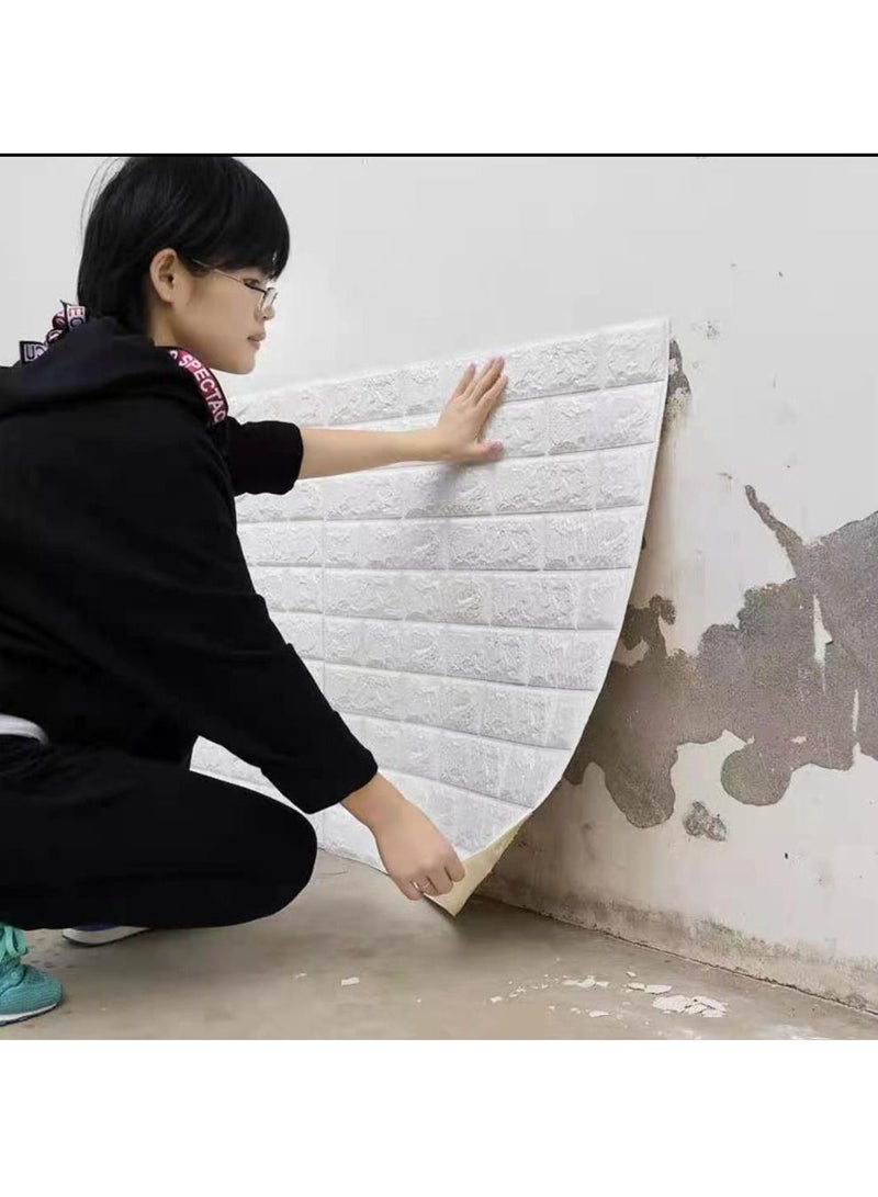 LINGWEI 3D Wall Sticker Self Adhesive Wall Panels Waterproof PE Foam White Wallpaper For Living Room TV Wall and Home Decor 10pcs - Image 2