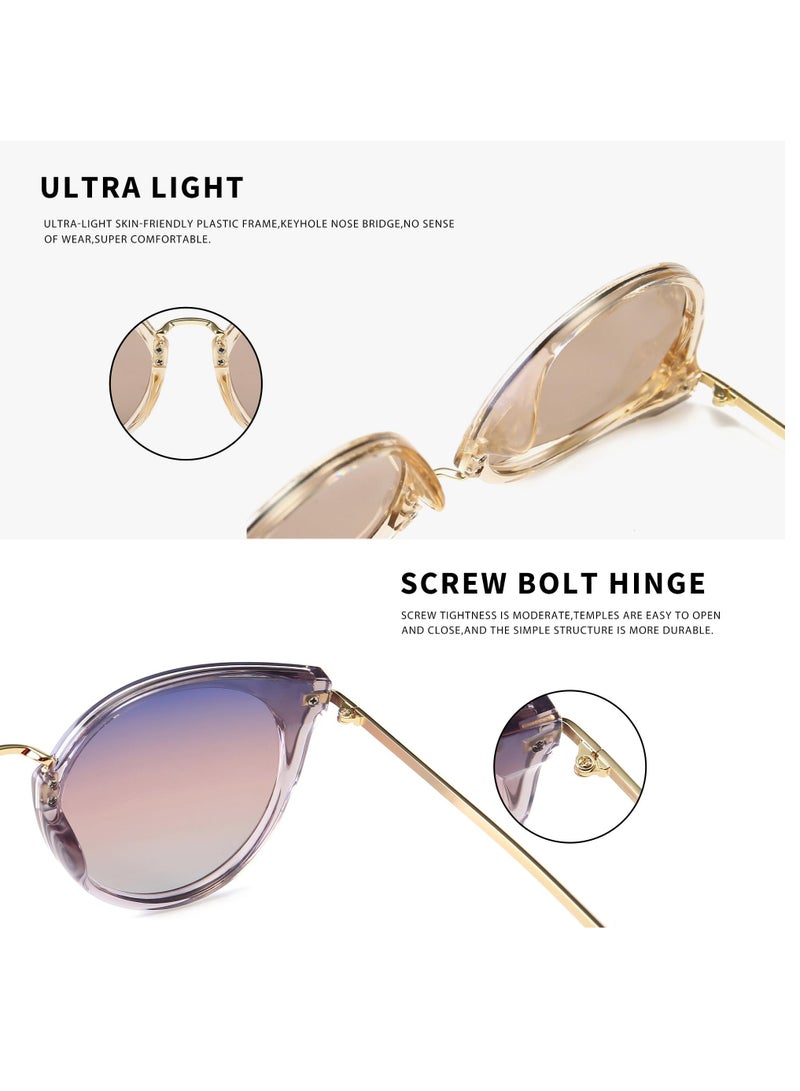 Captaintech Polarized Cat Eye Sunglasses for Women, Vintage Oversized Eyewear for Driving and Fishing, 100% UV Protection, 2 Pcs Set - Image 4