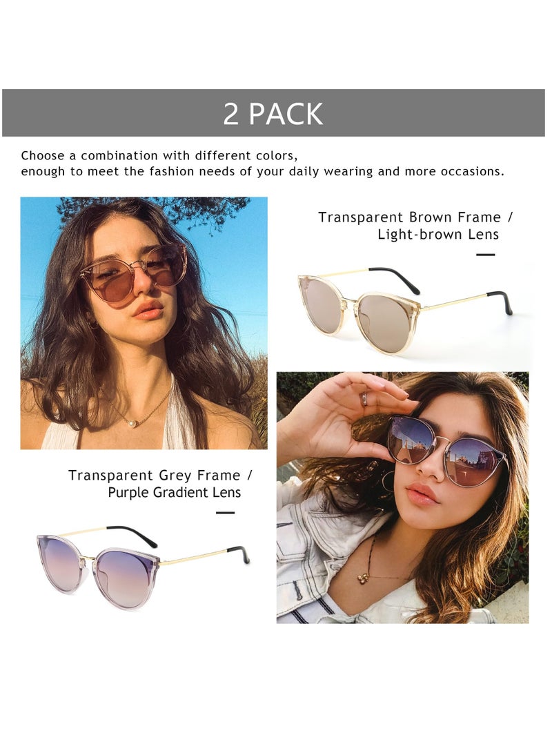 Captaintech Polarized Cat Eye Sunglasses for Women, Vintage Oversized Eyewear for Driving and Fishing, 100% UV Protection, 2 Pcs Set - Image 3