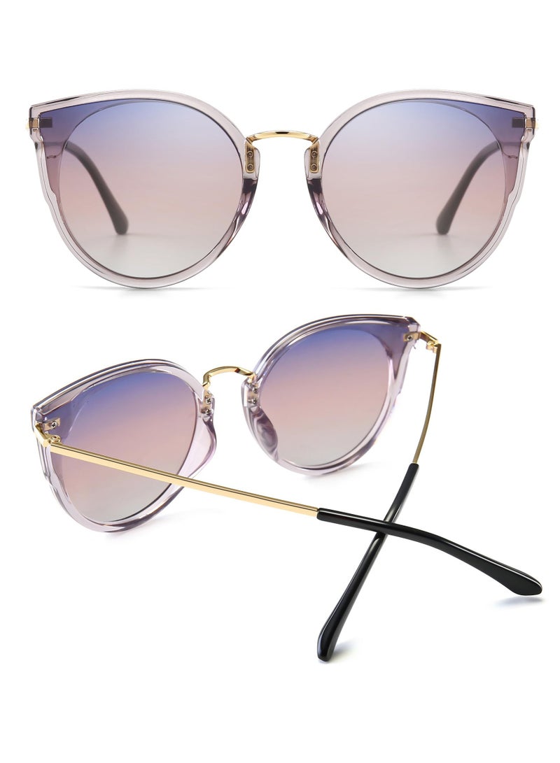 Captaintech Polarized Cat Eye Sunglasses for Women, Vintage Oversized Eyewear for Driving and Fishing, 100% UV Protection, 2 Pcs Set - Image 5