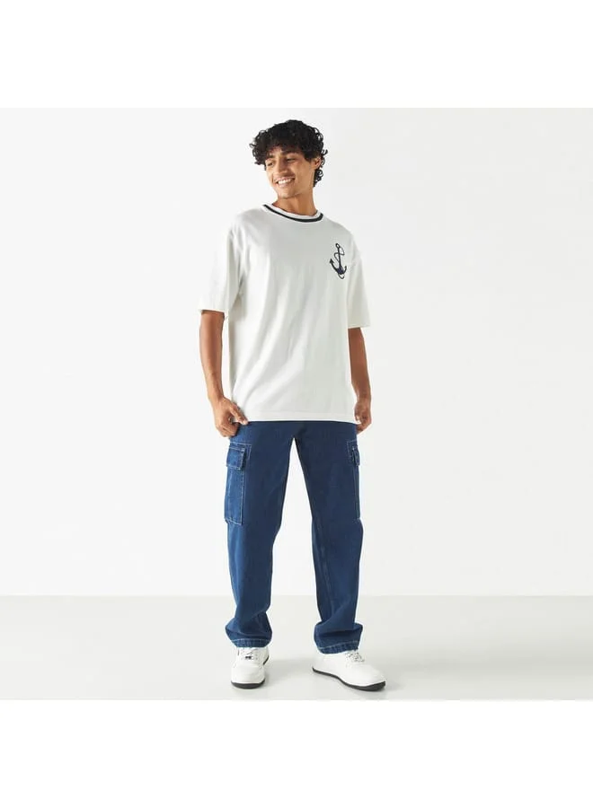 Lee Cooper Lee Cooper Graphic Print T-shirt with Crew Neck and Short Sleeves