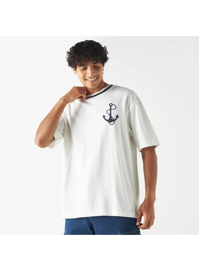 Lee Cooper Lee Cooper Graphic Print T-shirt with Crew Neck and Short Sleeves