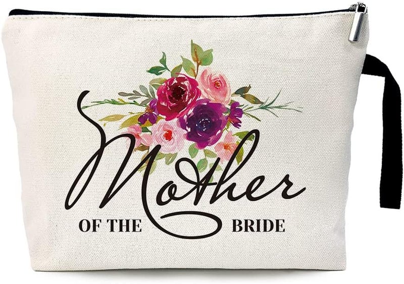 ZHANTUONE Mother of The Bride Funny Wedding Cosmetic Bag, for Travel Toiletry Zipper Storage Pouch Makeup Bag, Wedding Party Gifts, Mother of Bride Gifts for Wedding, Wedding Party Cosmetic Bag
