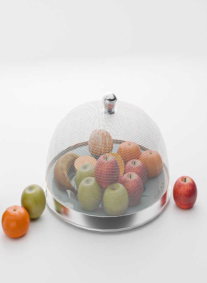 Kuber Industries 9 Inch Mesh Guard Stainless Steel Food Cover Dome | Dish Cover Net Basket for Kitchen & Outdoor Use | Protects Food from Mosquitoes, Insects and Flies | Silver - Image 1