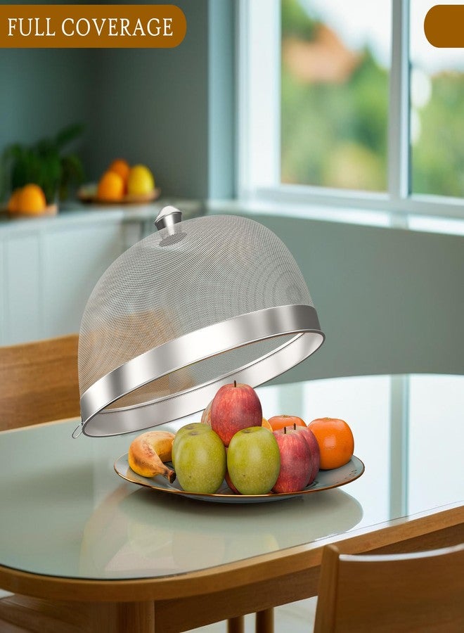 Kuber Industries 9 Inch Mesh Guard Stainless Steel Food Cover Dome | Dish Cover Net Basket for Kitchen & Outdoor Use | Protects Food from Mosquitoes, Insects and Flies | Silver - Image 2
