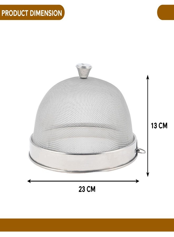 Kuber Industries 9 Inch Mesh Guard Stainless Steel Food Cover Dome | Dish Cover Net Basket for Kitchen & Outdoor Use | Protects Food from Mosquitoes, Insects and Flies | Silver - Image 3