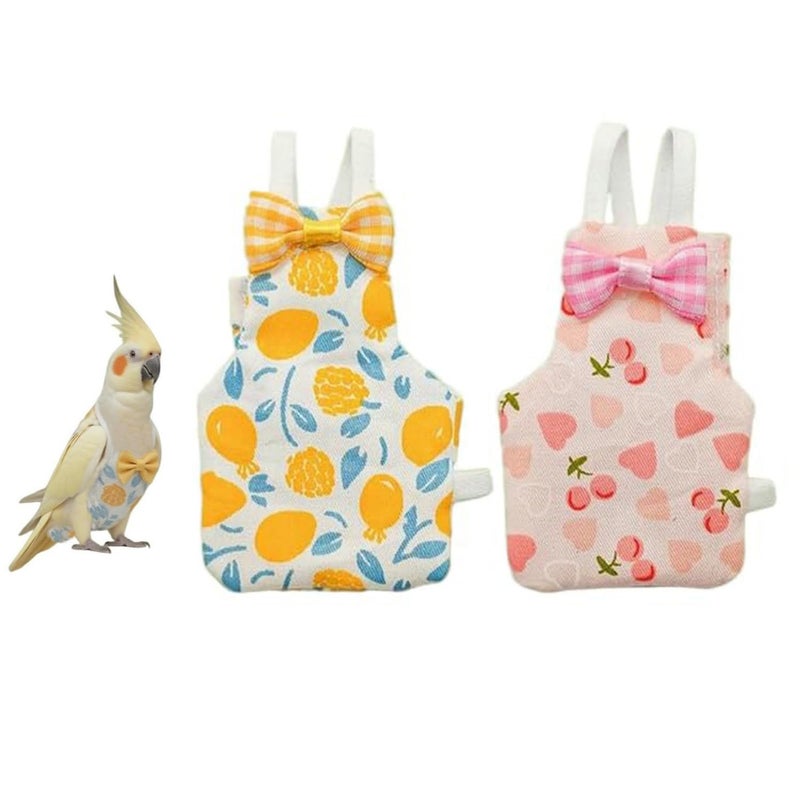 squishy 2 قطعة حفاضات طيور للببغاء، مجموعة حفاضات ببغاء بتصميمات الكرز والليمون، قماش ناعم للطيور الداخلية، تصميم خفيف للسفر ونظافة المنزل - Image 1