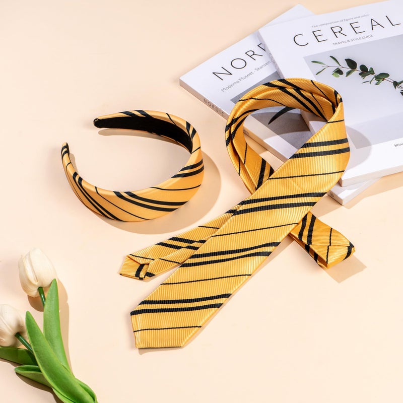 Kitihoney Halloween Costume Accessories Women Yellow Stripe Headband Tie Adult Cosplay Party Hair Accessory - Image 4