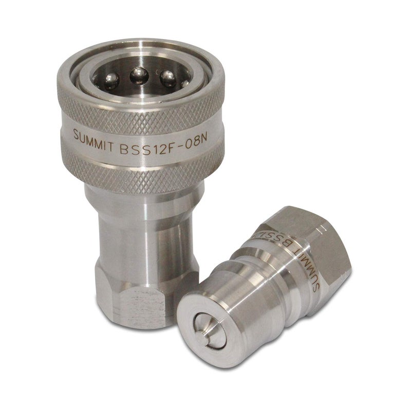 Summit Hydraulics 12 NPT Stainless Steel ISO 7241B Quick Disconnect Hydraulic CouplingCoupler Set