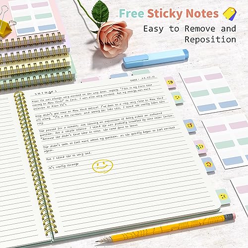 Umriox 4 Pack Lined Spiral Journal Notebook, 160 Pages 8.5" x 11" College Ruled Spiral Notebook with Sticky Tabs, Large Notebook for Work, Travel Journal, School - Image 5