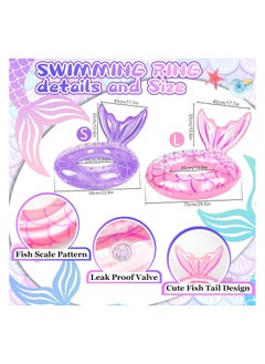 General 2PC Swimming Summer Holiday Water Entertainment Beach Party Essentials, Mermaid Pool Floating Mermaid Floating Leisure Raft, Children's Swimming Rings  - Image 3