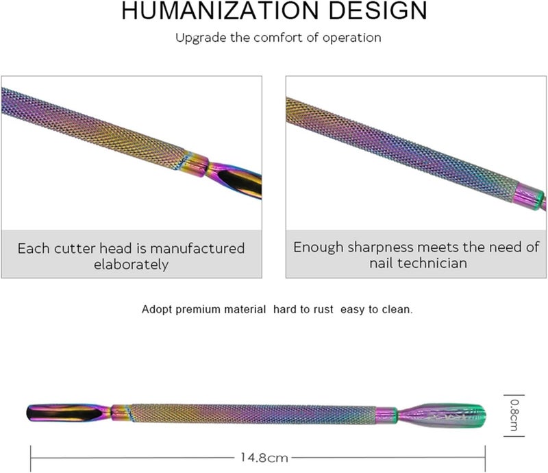 Rolabling Rainbow Stainless Steel Nail Cuticle Pusher - Image 2