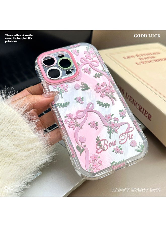 NIBEMINENT Bows And Floral Prints Protective TPU Case Cover For iPhone 16 Pro Max - Image 2