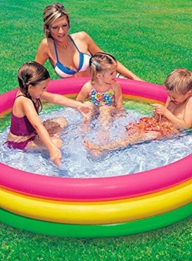 INTEX 3 Ring Rainbow Portable Inflatable Lightweight Compact Circular Swimming Pool 114x25cm - Image 3