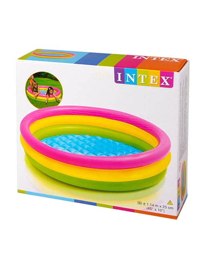 INTEX 3 Ring Rainbow Portable Inflatable Lightweight Compact Circular Swimming Pool 114x25cm - Image 1