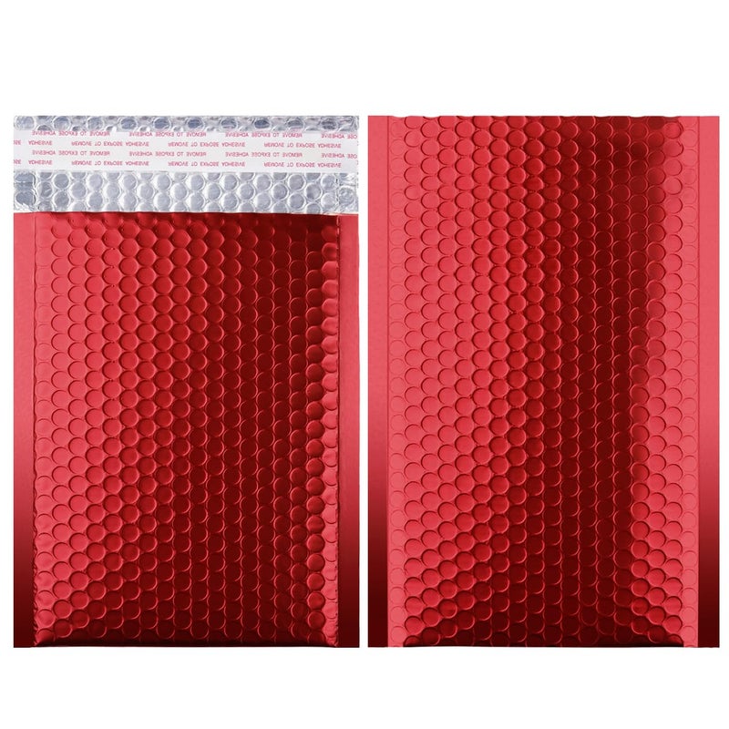 Safoner Metallic Matte Red Bubble Mailers - Durable 4x8 Inch Padded Envelopes with Secure Self-Seal Closure - Lightweight & Tear-Resistant Shipping Bags, Pack of 25 - Image 1