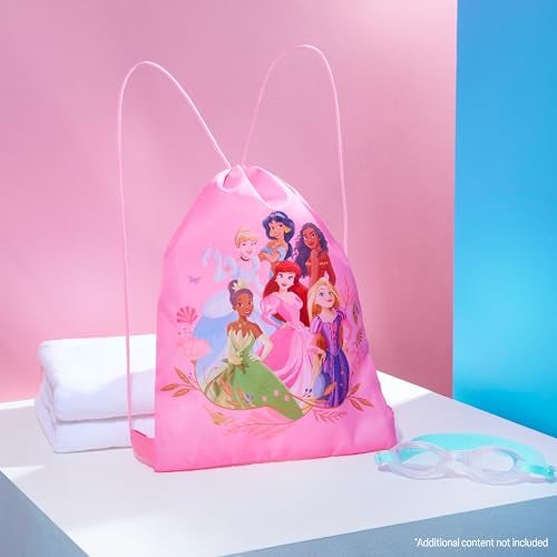 Disney Kids Drawstring Bags 11 x 14 Swimming Bag with Airflow Vent Pink Princess - Image 3
