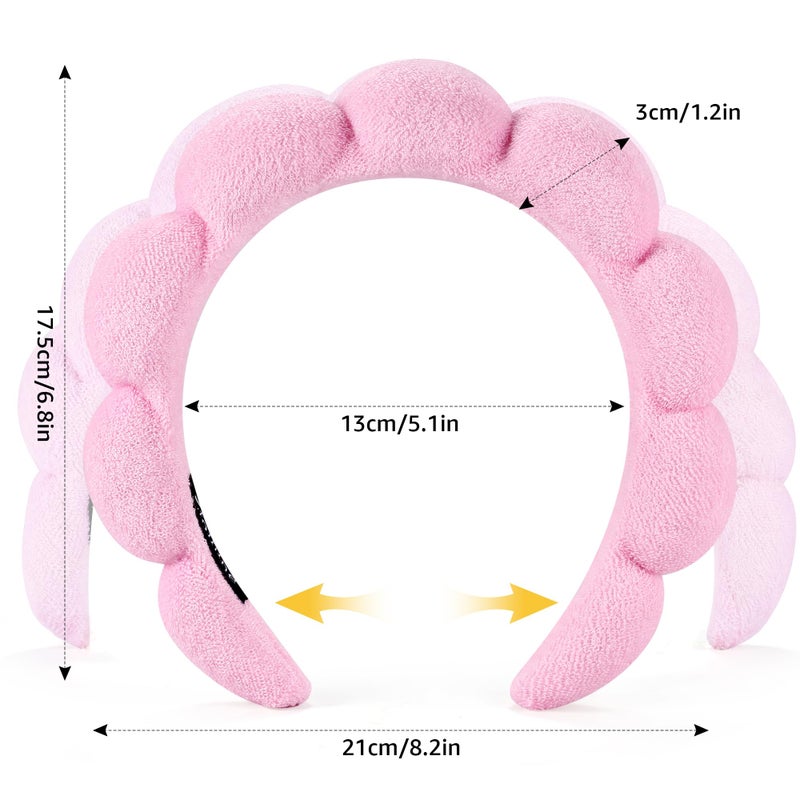 Ztomine Spa Headbands for Washing Face or Facial, Set of 2 Skincare Headbands, Terry Cloth Headband Wash Combo Pack - Puffy Makeup Washing, Mask, Skin Treatment (Black & Pink) - Image 2