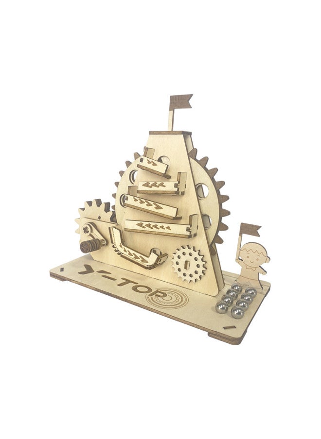 null - Hand Track Ball Wooden Three-dimensional Puzzle Diy Handmade Toy Mechanical Transmission Model Children's Gift-Color:Mountaineering Ball - Image 1